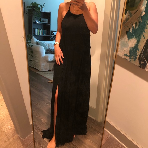 Black maxi with slits and open back - Picture 1 of 2
